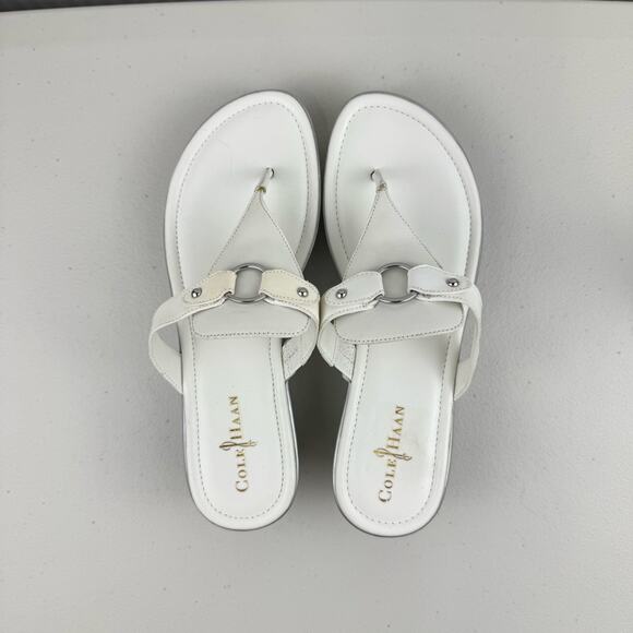 Cole Haan Original Grand Wedge Nike Air White Leather Sandals Women's Size 9.5B - Picture 5 of 10